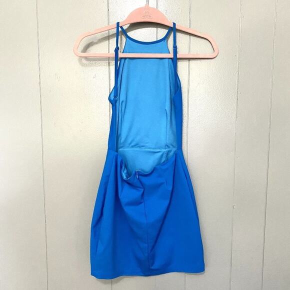 Superdown Blue Backless Sleeveless High Neck Sheath Party Summer Mini Dress S - Picture 4 of 8
